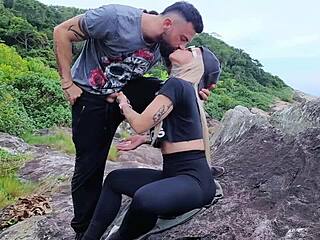 Stepsister Vacation Beach Blowjob Sucking Huge Cock Deepthroat Sloppy