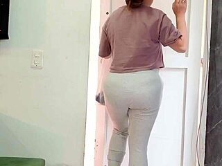 Hot latina milf gives amateur pov couch blowjob to family friend with creampie ride moans
