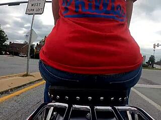 big ass biker wife flashes curves on motorcycle gopro ride pt 1