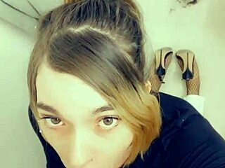 sexy shemale slut craves cock on knees
