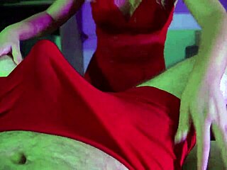 fat latina's red lacy panties soaked from her teasing assjob cum explosion