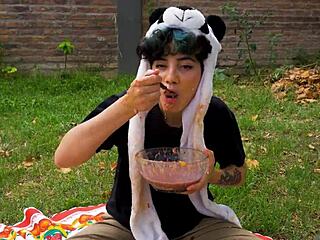 Lara's outdoor picnic turns into full vomit barf fetish feast 😩🍔