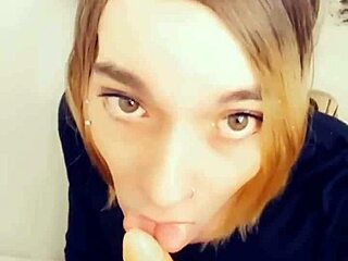 sexy shemale slut craves cock on knees