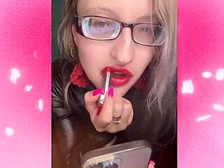 Her bimbo voice whispers sissy joi with strapon glasses