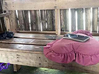 Skinny milf pornstar films barefoot voyeur at beach house