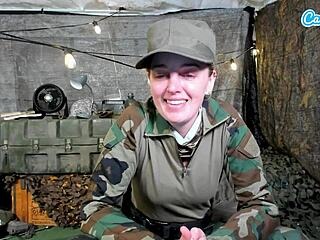 Big Boob Soldier Fingers Wet Pussy In Quarters