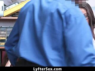 Mall Cop Busts Two Stealing Teens Then Fucks Them Hard