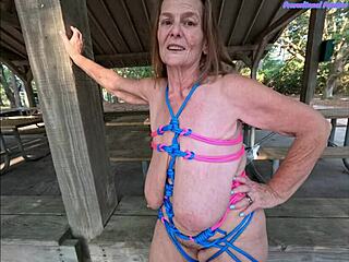 Granny's Silk Saggy Tits Flash Outdoor