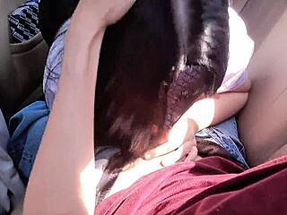 POV outdoor cutie deepthroats and swallows cum!