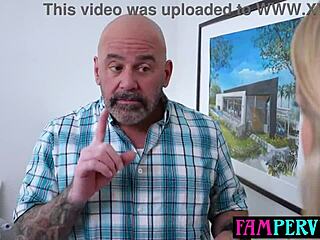 Stepdad Shows Condom to Petite Blonde Teen but She Rides Raw Anyway
