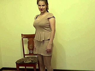 Busty milf secretary strips lingerie at job interview for position