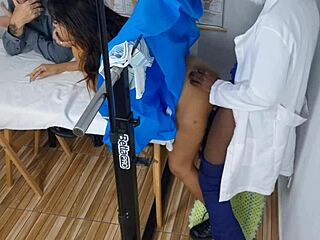 Gynecologist pounds submissive wife beside clueless husband