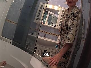 i was bathing when my young wife joined for the slowest tender shower blowjob ever