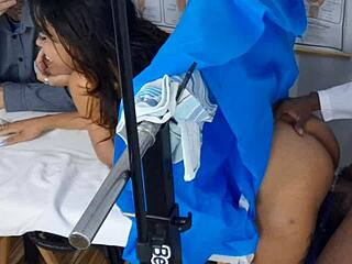 Gynecologist pounds submissive wife beside clueless husband