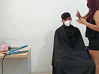 hairdresser seduces fucks clients in kinky homemade domination