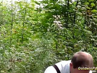 swingers kick off real german outdoor orgy with rough gangbang pounding.