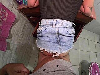 damn this pantyless housewife seduces plumber fixing sink uh oh