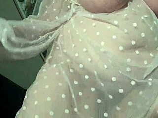 gorgeous milf's saggy big natural tits bounce in close-up dirty talk play