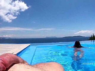 Public pool orgy cumshots