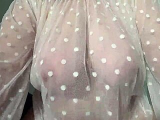 gorgeous milf's saggy big natural tits bounce in close-up dirty talk play