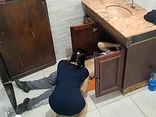 trusted wife takes plumber's monster cock bareback in bathroom