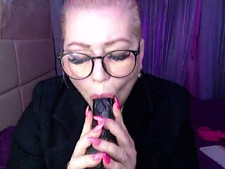 russian married webcam milf aimeeparadise deepthroats dildo like a slut.