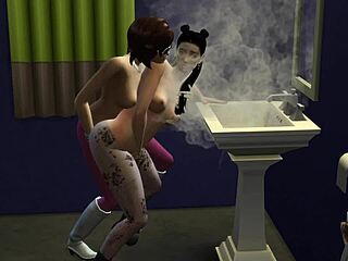 hey sims 4 babe wanna lick fresh pussy right here in this public toilet?