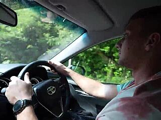 boss titjob deepthroat in car risks it all for cumshot