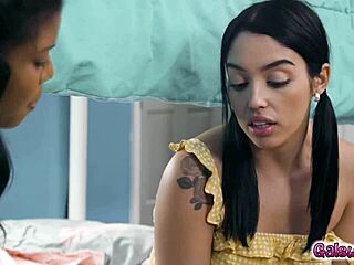 vanessa sky lets teen nia take over kissing her deep then fingering that wet pussy to show real pleasure