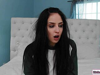 Busty brunette bunny films girlfriend's face sitting pussy eating scissoring session