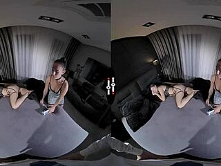 Brunette Big Ass Tits Handjob Cum in Dark Room VR