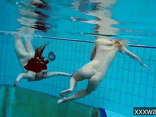 hot russian bikini teens go nude swimming pool underwater nudist fun