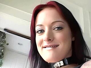 melissa lauren looks into the camera as she licks and sucks a black dick