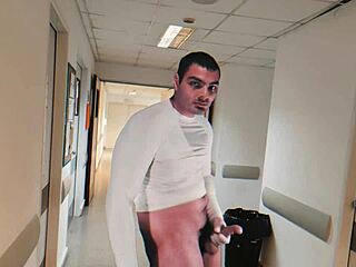 big 18cm cock nurse jerks off sexy patient in hospital gloves