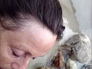 Pov mature hotwife candi annie milks cock at nudist resort pool