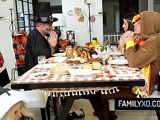 Hot stepfamily foursome for thanksgiving chanel camryn tiffani madison