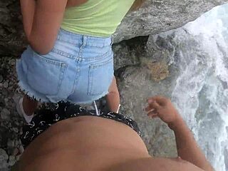 Pounding girlfriend wild by river