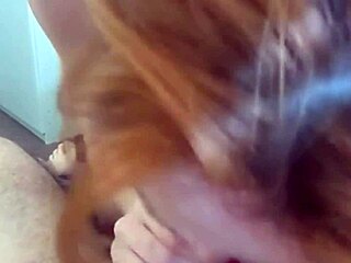 redhead milf gives blowjob then rides for anal
