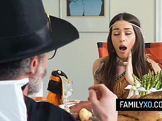 Hot stepfamily foursome for thanksgiving chanel camryn tiffani madison