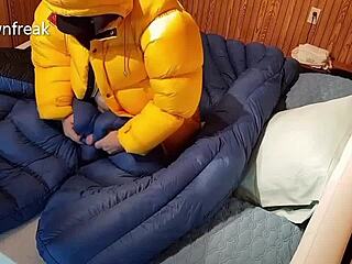 Puffy Nylon Humping Fetish Bed Cumshot Compilation Overload