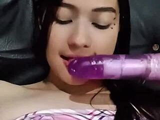 latina housewife masturbates with dirty talk in see through uniform