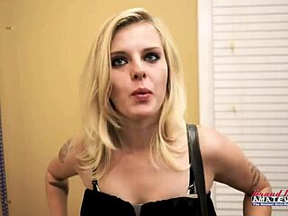 petite blonde mya gets her pussy fingered as she gives a handjob to a cock