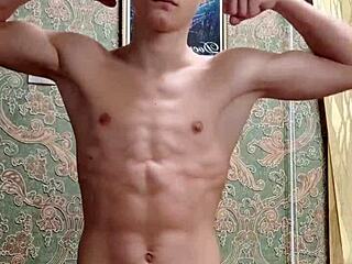 flex skinny boy stretches after study session