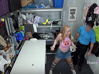 Busty teen caught stealing candy at work