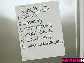 Stepmom feels rewarded after house chores with stepson