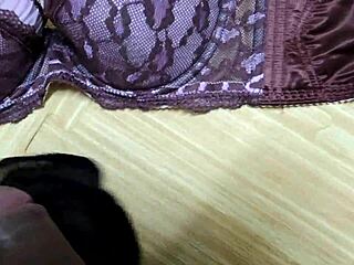 cumshot on my step sisters pink leopard print bra