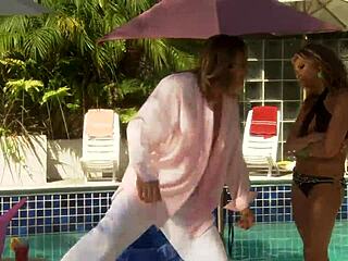 The Blonde Tells Her Friends About The Wonderful Fuck In The Pool
