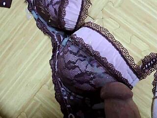 cumshot on my step sisters pink leopard print bra