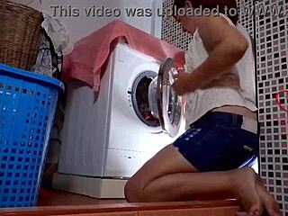 The bitch stripped off in the laundry
