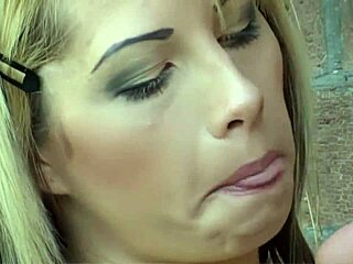 A young 18+ bitch resting on the towel in the garden encourages a man to fuck her mouth ass pussy and tits